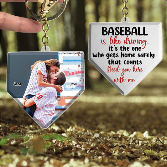 Need You Here With Me, Personalized Baseball Couple Keychain, Come Home Safe Keychain For Baseball Player KO0007