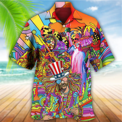 Hippie Independence Day America Cool Hawaiian Shirt, Idea Shirt for Person Love Hippie HO3975