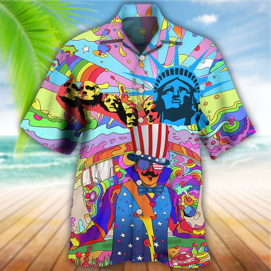 3D All Over Print Hippie Independence Day America Hawaiian Shirt, Gift for Men Women HO3977