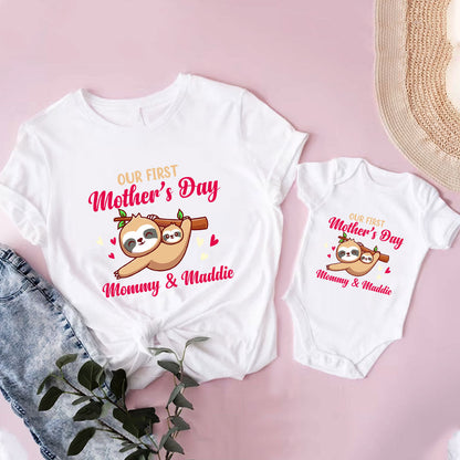 Adorable Sloth Matching Outfits for Mom and me, Sloth Matching Shirt For Mom And Baby From Dad, Gift For New Mom 2023 MI0223