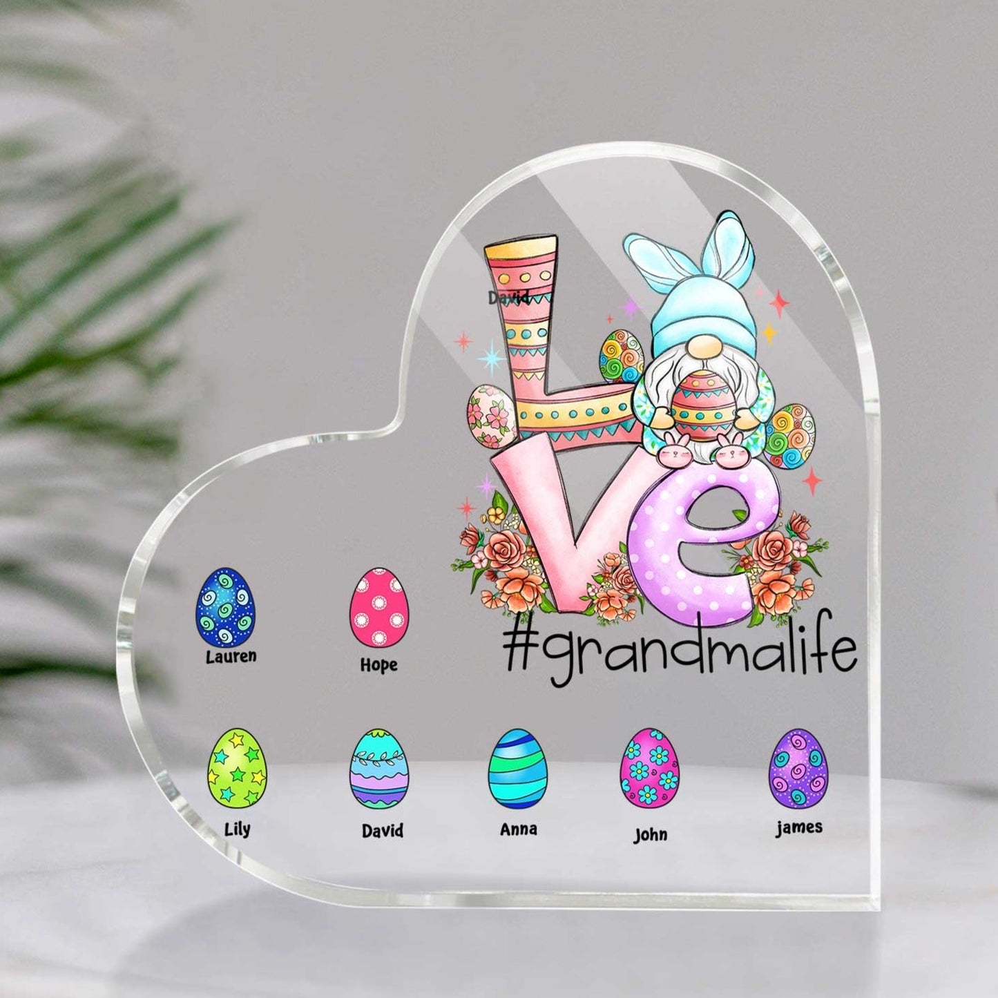 Personalized Love Grandma Life Acrylic Plaque, Love Plaque Easter Day Plaque Desk Decoration MI0508