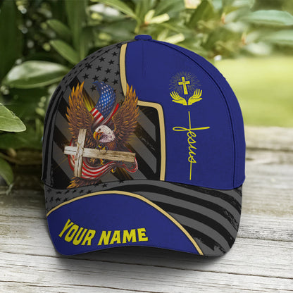 Personalized Patriotic American Eagle With Cross Baseball Cap Lasfour CO0754