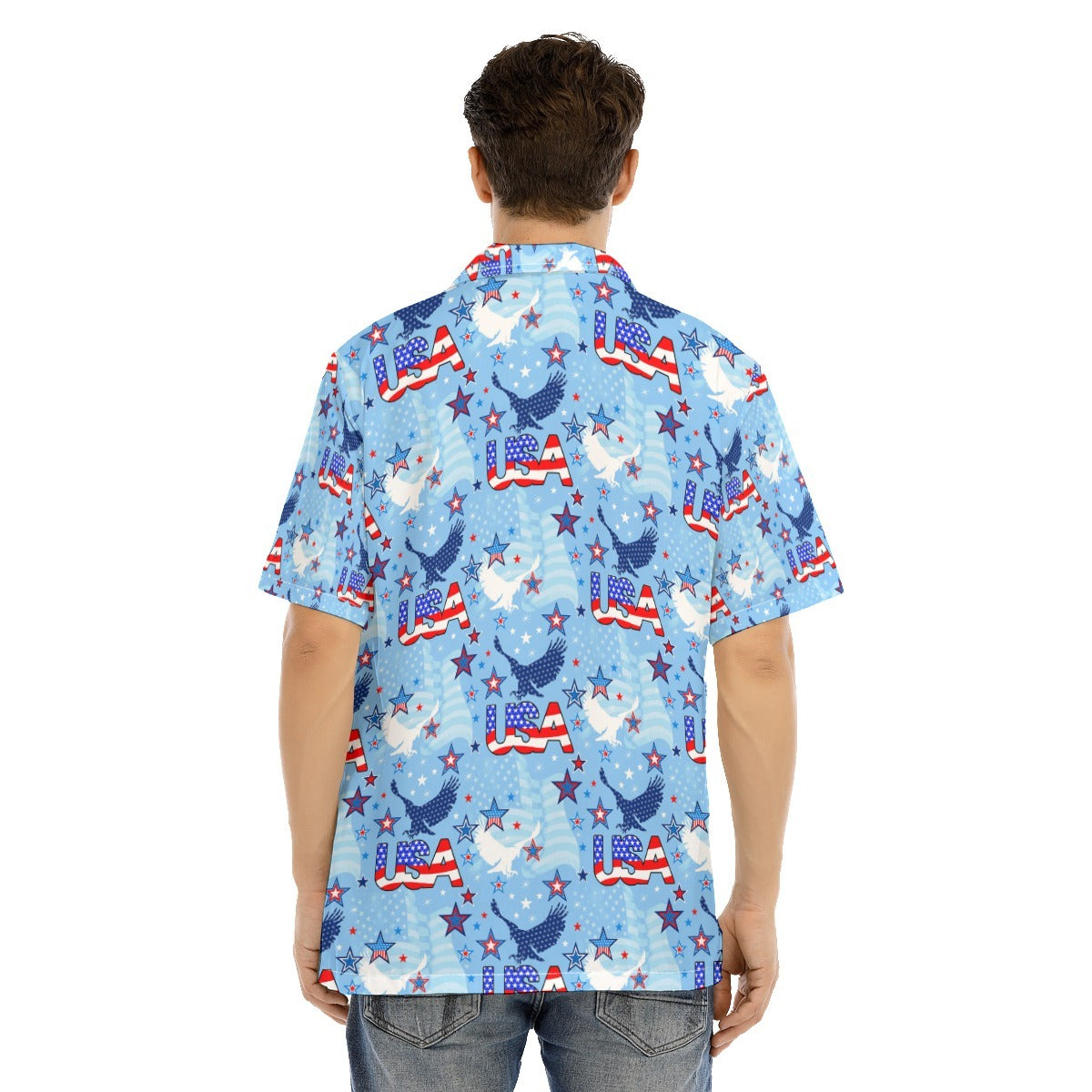 Hawaiian Camp Collar Short Sleeve Button-Down Shirt Usa, Hawaiian Shirt For Summer And 4Th Of July HO4967