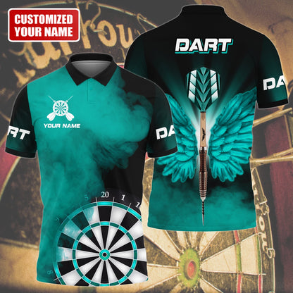 Personalized Name Multi Color Darts Wings All Over Printed Unisex Polo Shirt, Best Dart Player Shirt DMO0139