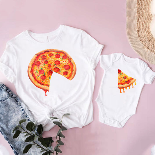 Mother and Son Daughter Pizza Matching Shirt Onesie Toddler, Mom and Baby Pizza Matching Set MI0261