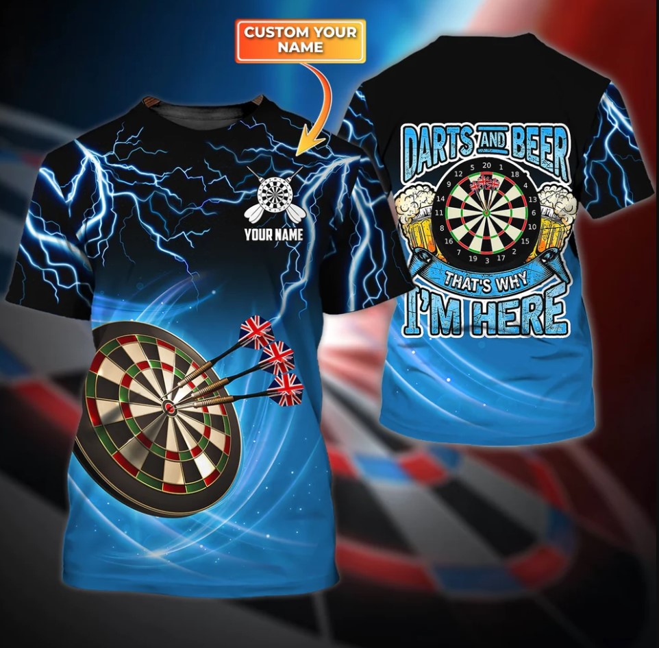 Lasfour Dart Personalized 3D All Over Printed Dart And Beer Thunder Shirt DMA0438