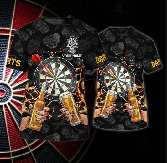 Lasfour Dart Personalized 3D All Over Printed Dart And Beer Skull Shirt DMA0437