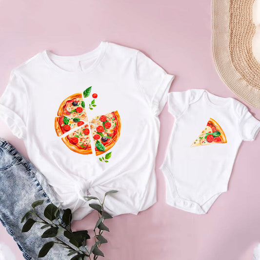 Matching set for Mother and Baby with Pizza and Pizza Slice T shirt, Onesie, Toddler For Mom and Baby, Pizza Matching T shirt For New Mom, First Mom MI0262