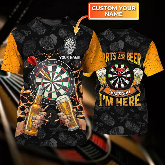 Lasfour Dart Personalized 3D All Over Printed Dart And Beer Skull 2 Shirt DMA0436