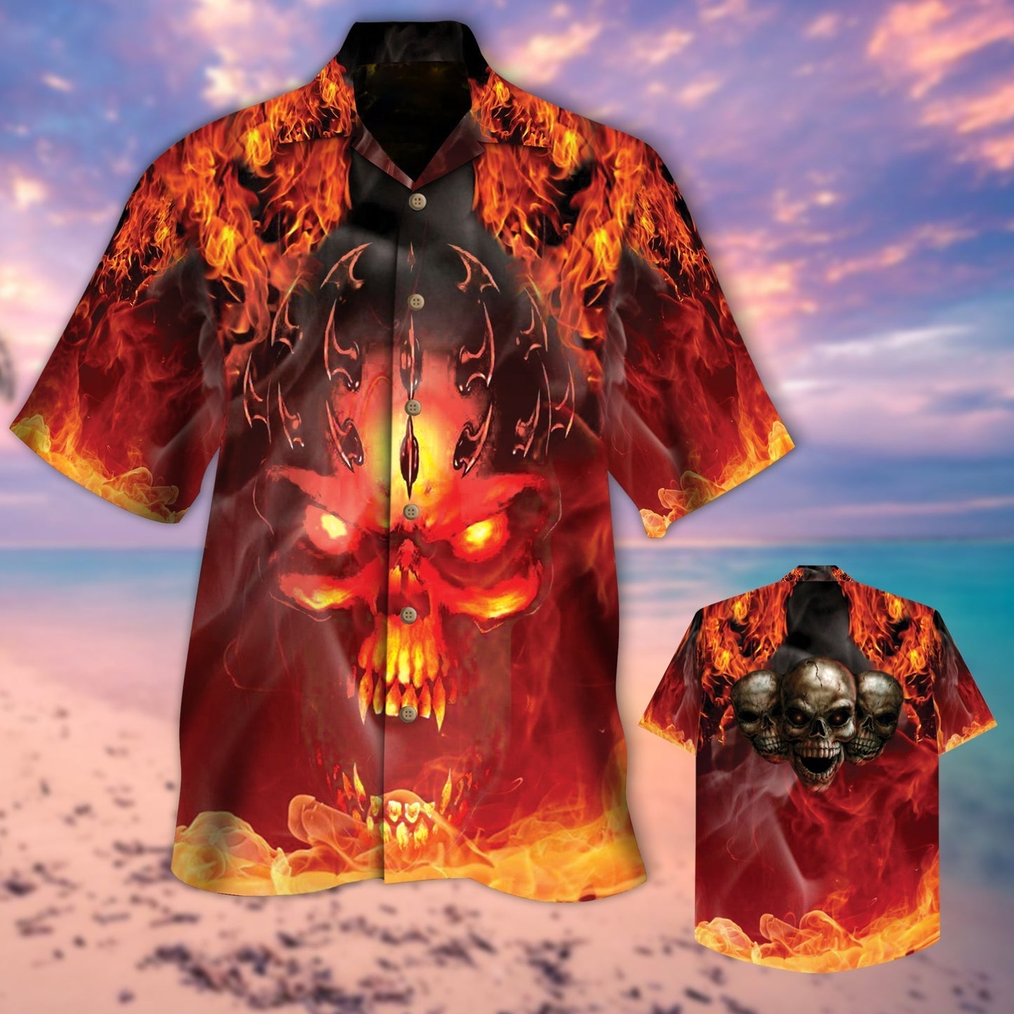 Flame Hell Skull Nice Hawaiian Shirt, Skull Hawaiian Shirt, Hawaiian Shirt Men Women HO5300