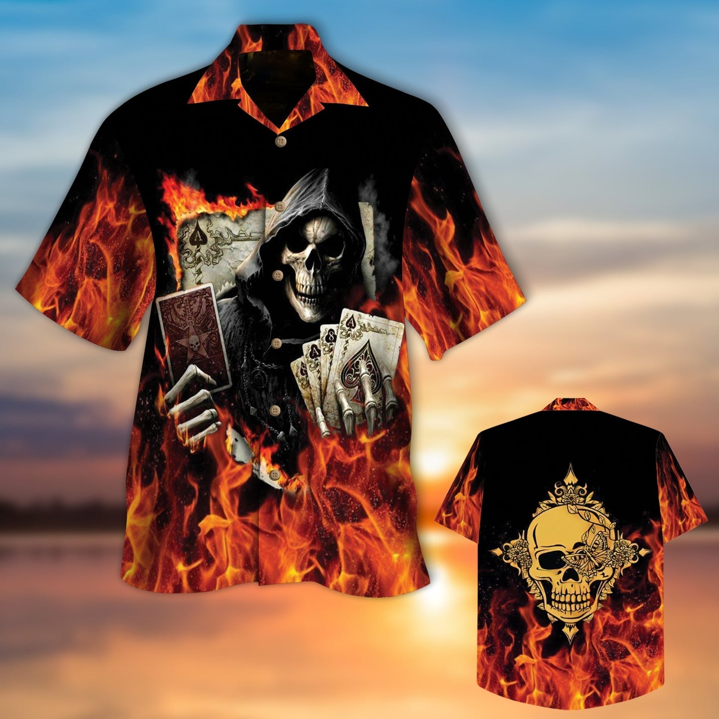 Reaper Hawaiian Shirt Reaper Playing Pokers Hawaiian Shirt HO5303