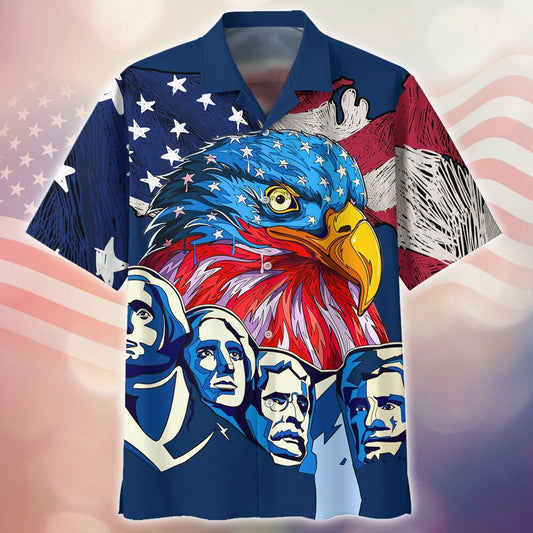 3D All Over Print Eagle Independence Day Hawaiian Shirt Happy Fourth Of July Gift For Him HO5033