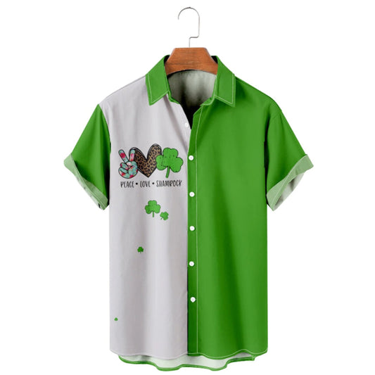 Peace love Samrock Hawaiian Shirt, St. Patrick's Day Shirt, Shamrock Hawaiian Shirt PO0075