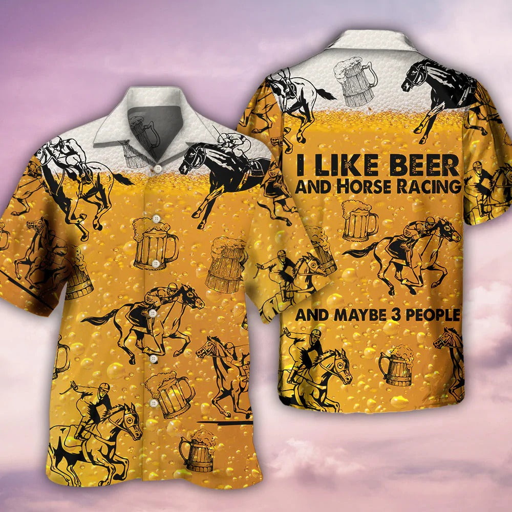 Horse Racing And Beer Hawaiian Shirt Gift For Horse Lover Beer Party HO5324