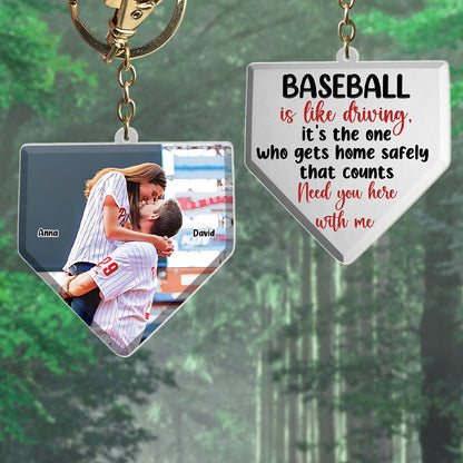 Need You Here With Me, Personalized Baseball Couple Keychain, Come Home Safe Keychain For Baseball Player KO0007