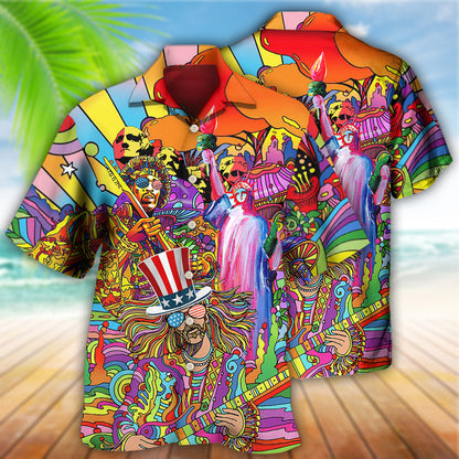 Hippie Independence Day America Cool Hawaiian Shirt, Idea Shirt for Person Love Hippie HO3975