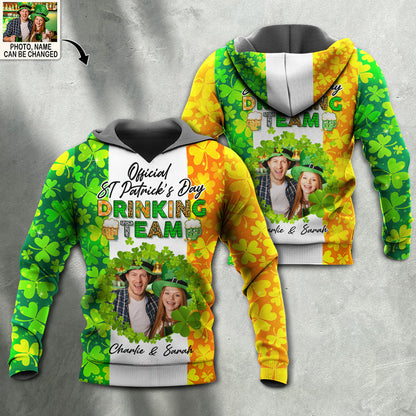 ST Patrick's Day Official Irish Drinking Team Beer Lover Custom Photo Personalized - Hoodie - Personalized Photo Gifts PO0202