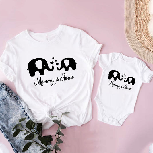 Adorable Matching Outfits for Mom and Baby, Elephant Matching Shirt For Mom And Baby From Dad, Gift For New Mom 2023 MI0222