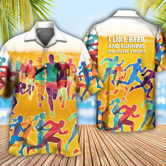 Beer I Like Beer And Running Hawaiian Shirt Men Women Gift For Beer Day Party Running Lover HO5322