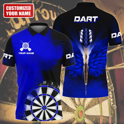 Personalized Name Multi Color Darts Wings All Over Printed Unisex Polo Shirt, Best Dart Player Shirt DMO0139