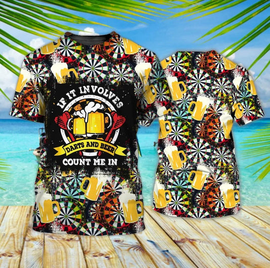 Lasfour Dart 3D All Over Printed Beer And Darts Vintage Shirt DMA0428