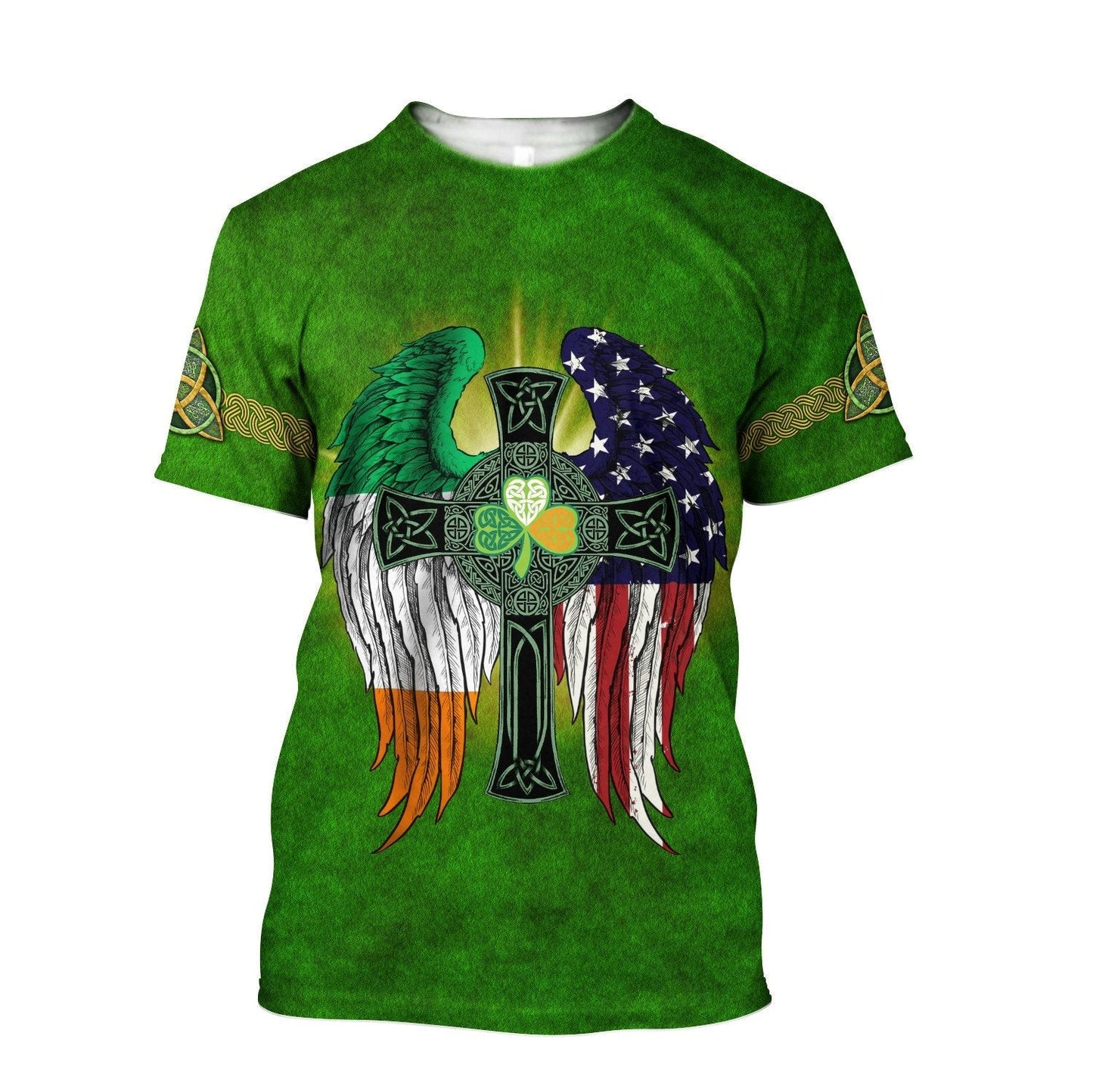 Irish Blessing Celtic Cross Wing Ireland and USA Shirt, Irish Gift, Happy St. Patrick's Day Shirt PO0266