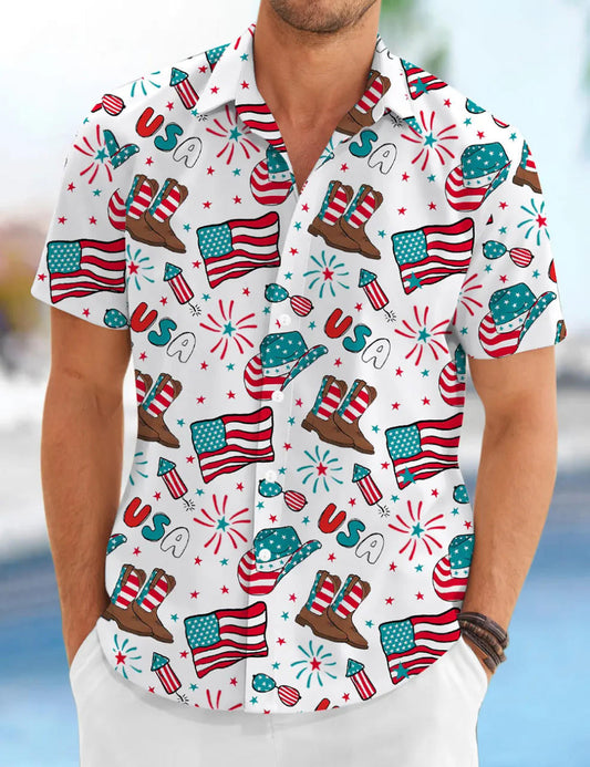 4th Of July Western Hawaiian Shirt for men and women HO3207