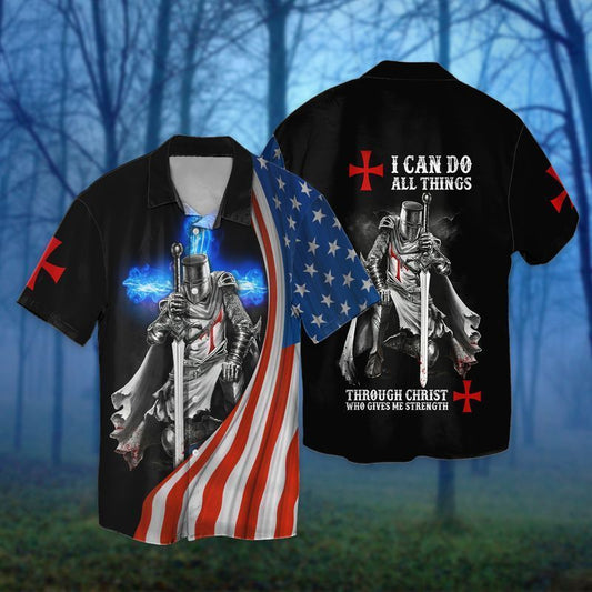 4th Of July American Flag Knight Templar I Can Do All Things Through Christ hawaiian shirt HO1119