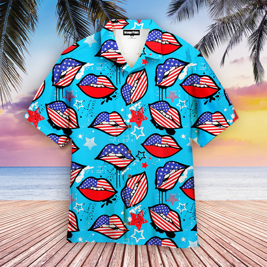 4th Of July American Sexy Lips Hawaiian Shirt HO1112