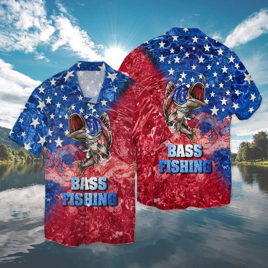 4th Of July Independence Day Bass Fishing American Flag Hawaiian Shirt HO1120