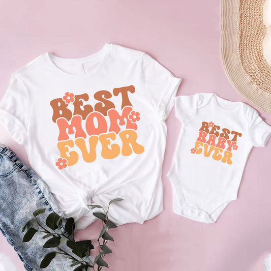 Adorable Best Mom Ever Best Baby Ever Shirt Bodysuit Onesie Toddler Matching Set For Mom And Baby Daughter Son, Gift For Mom, New Mom, First Mom in Mother's Day MI0278