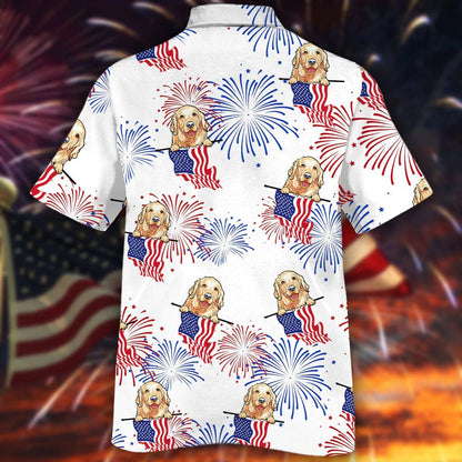 Golden Hawaiian Shirt - Independence Day Golden Hawaii Aloha Shirt, The Fourth Of July Dog Hawaiian Shirt HO4800