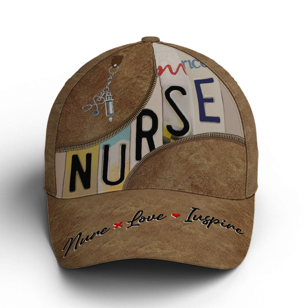 Nurse Love Inspire Leather Style Baseball Cap Lasfour CO0809