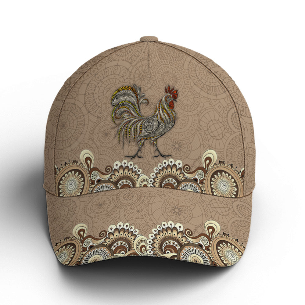 Vintage Floral Rooster Chicken Baseball Cap Lasfour CO0733