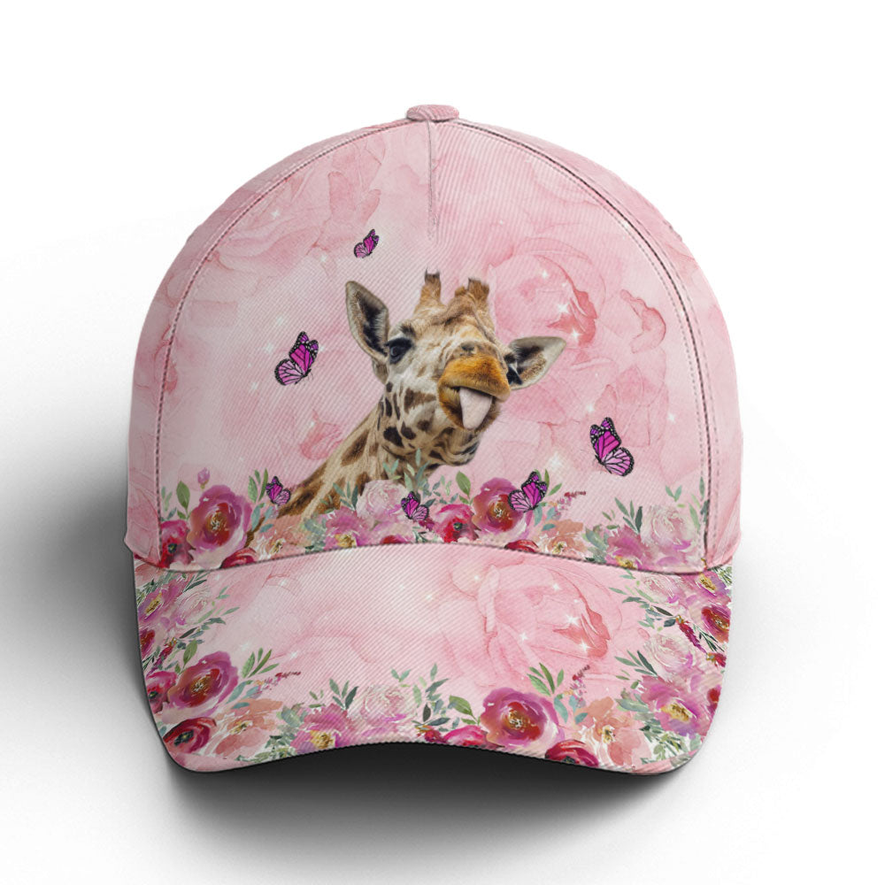 Floral Pink Giraffe Baseball Cap Lasfour CO0873