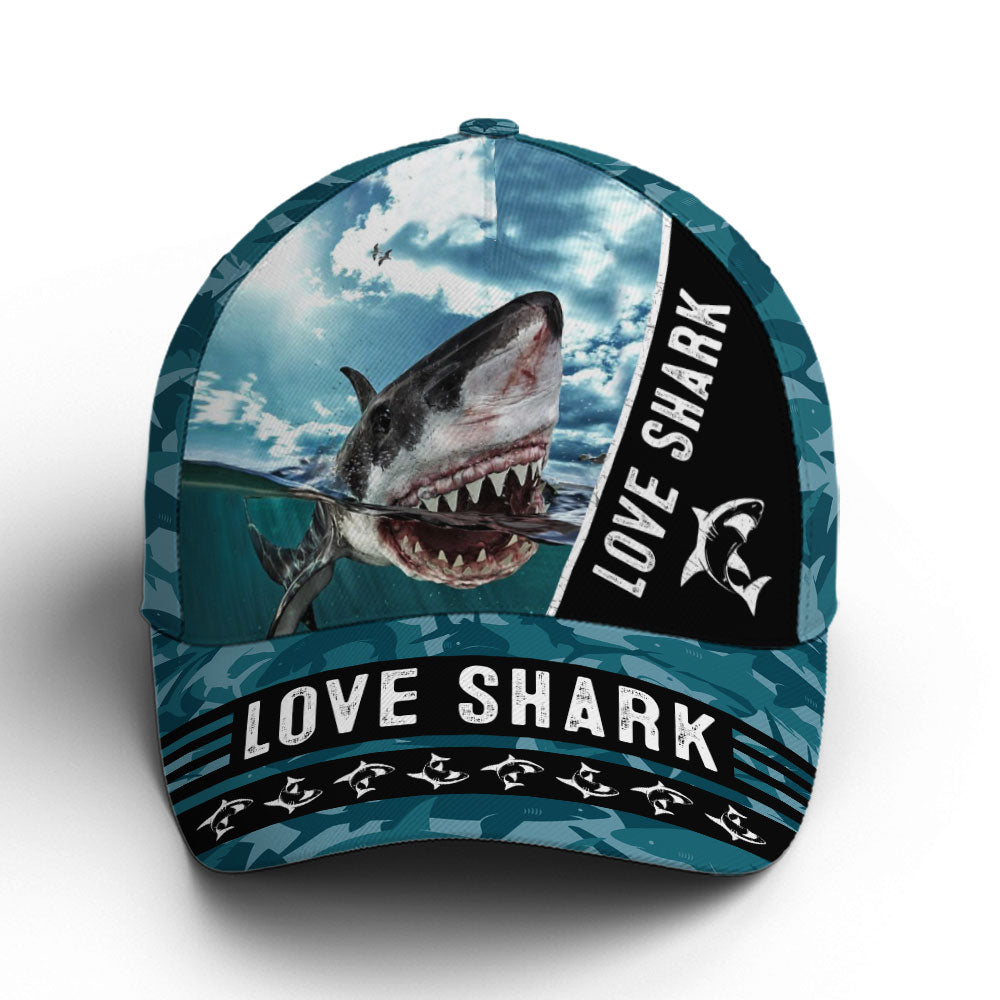 Love Shark Tiger Shark Ocean Theme Baseball Cap Lasfour CO0719