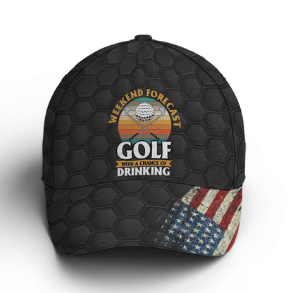 American Flag Golf With A Chance Of Drinking Baseball Cap Lasfour CO0867