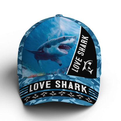 Love Shark Great White Shark Ocean Theme Baseball Cap Lasfour CO0720