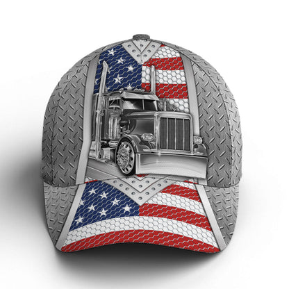 Baseball Cap For Trucker Metalic Style US Flag Pattern Lasfour CO0944