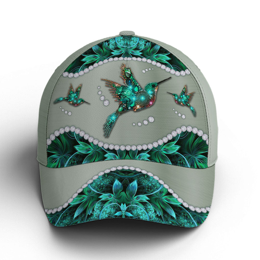 Turquoise Metallic Style Hummingbird Baseball Cap Lasfour CO0687