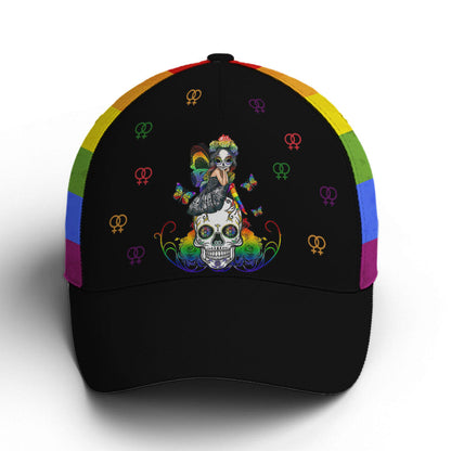 LGBT Girl And Sugar Skull Rainbow Baseball Cap Lasfour CO0822