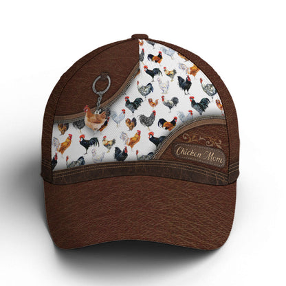 Chicken Mom Leather Baseball Cap Lasfour CO0874