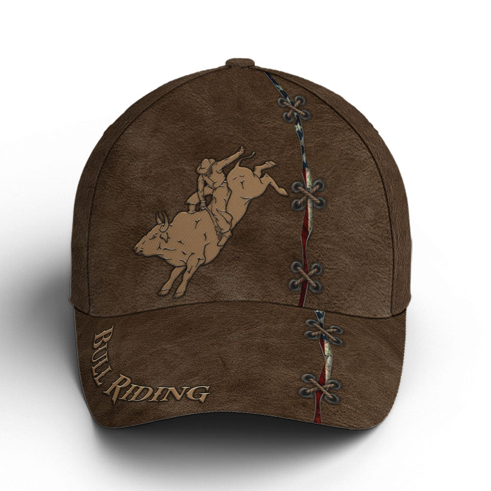 Bull Riding Classic Leather Baseball Cap Lasfour CO0788