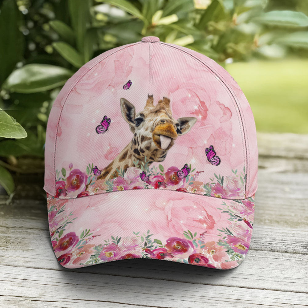 Floral Pink Giraffe Baseball Cap Lasfour CO0873