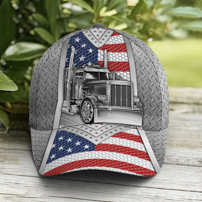 Baseball Cap For Trucker Metalic Style US Flag Pattern Lasfour CO0944