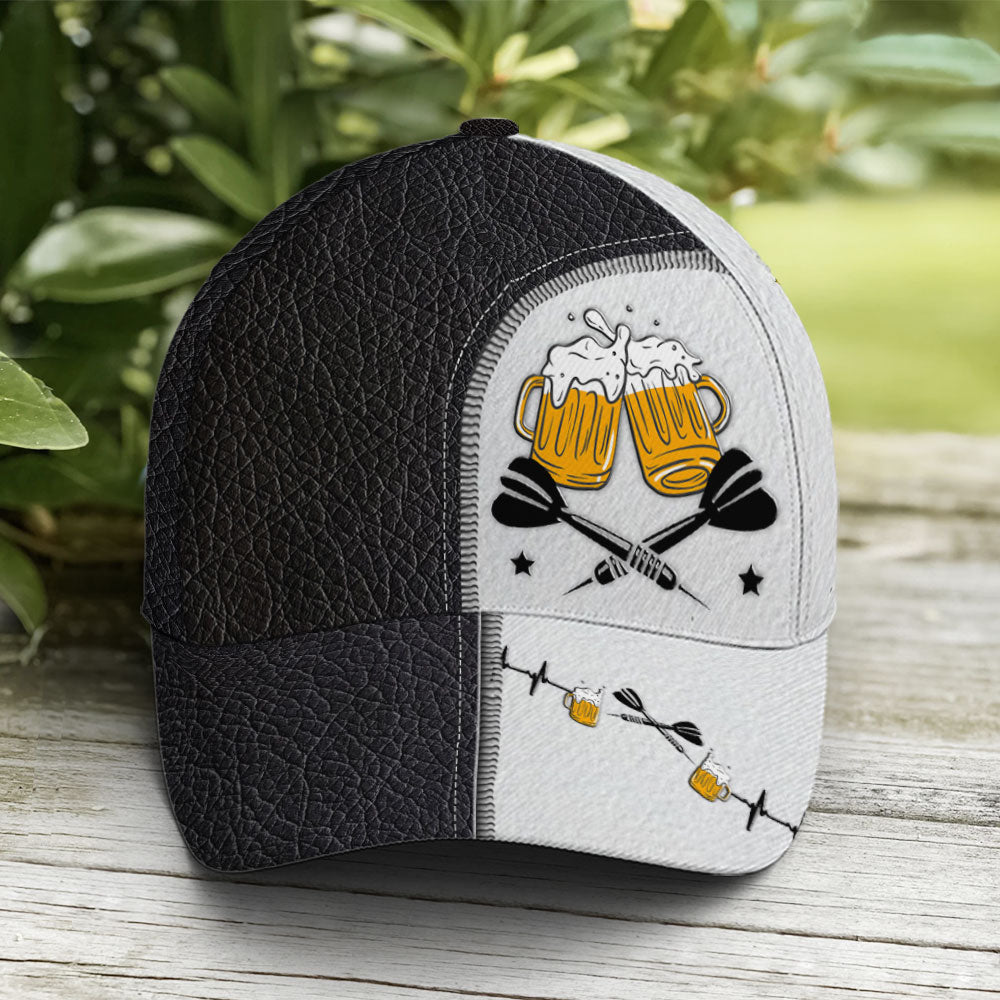 Dart And Beer Two-tone Leather Baseball Cap Lasfour CO0980