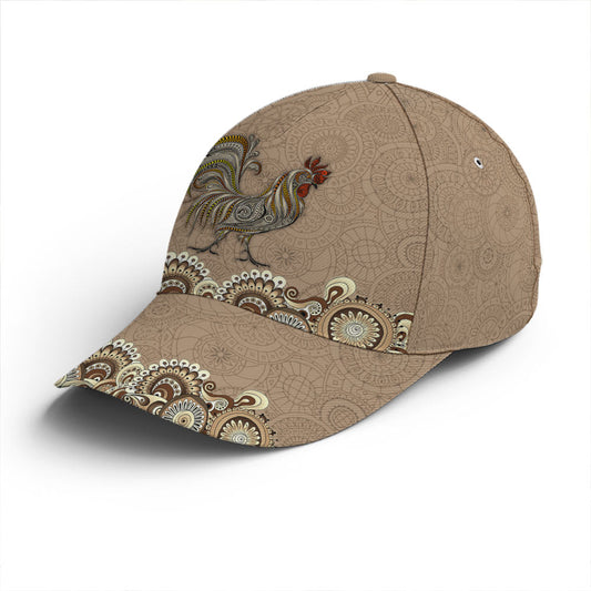 Vintage Floral Rooster Chicken Baseball Cap Lasfour CO0733