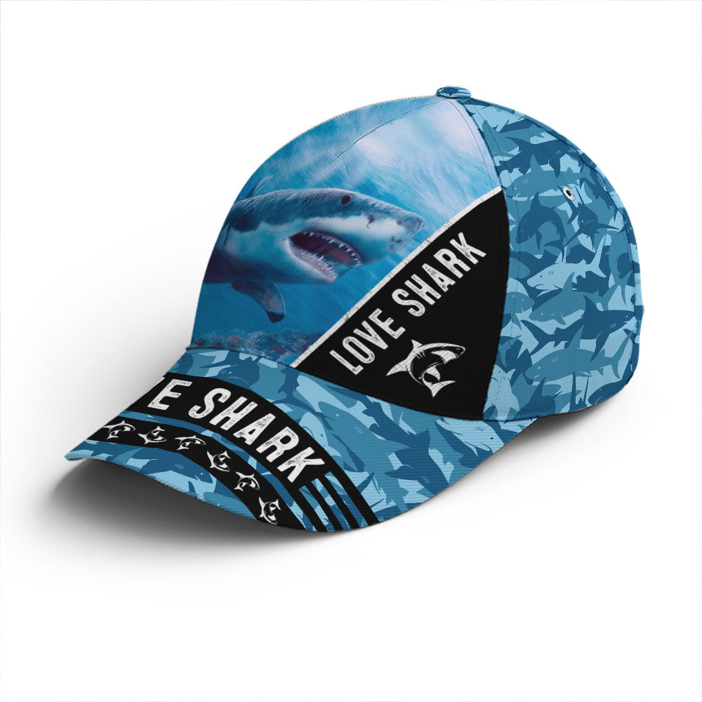 Love Shark Great White Shark Ocean Theme Baseball Cap Lasfour CO0720