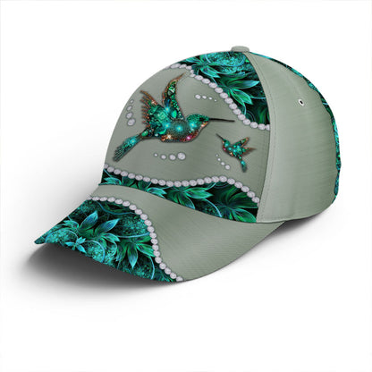 Turquoise Metallic Style Hummingbird Baseball Cap Lasfour CO0687