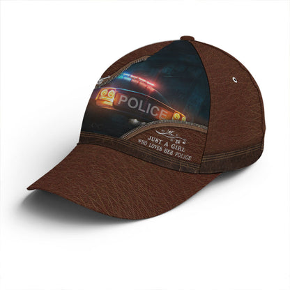 Just A Girl Loves Police Leather Style Baseball Cap Lasfour CO0871